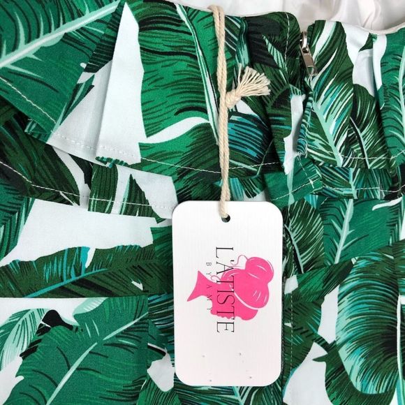 L’atiste Palm Print Off Shoulder Minidress NWT size Small - Picture 6 of 10